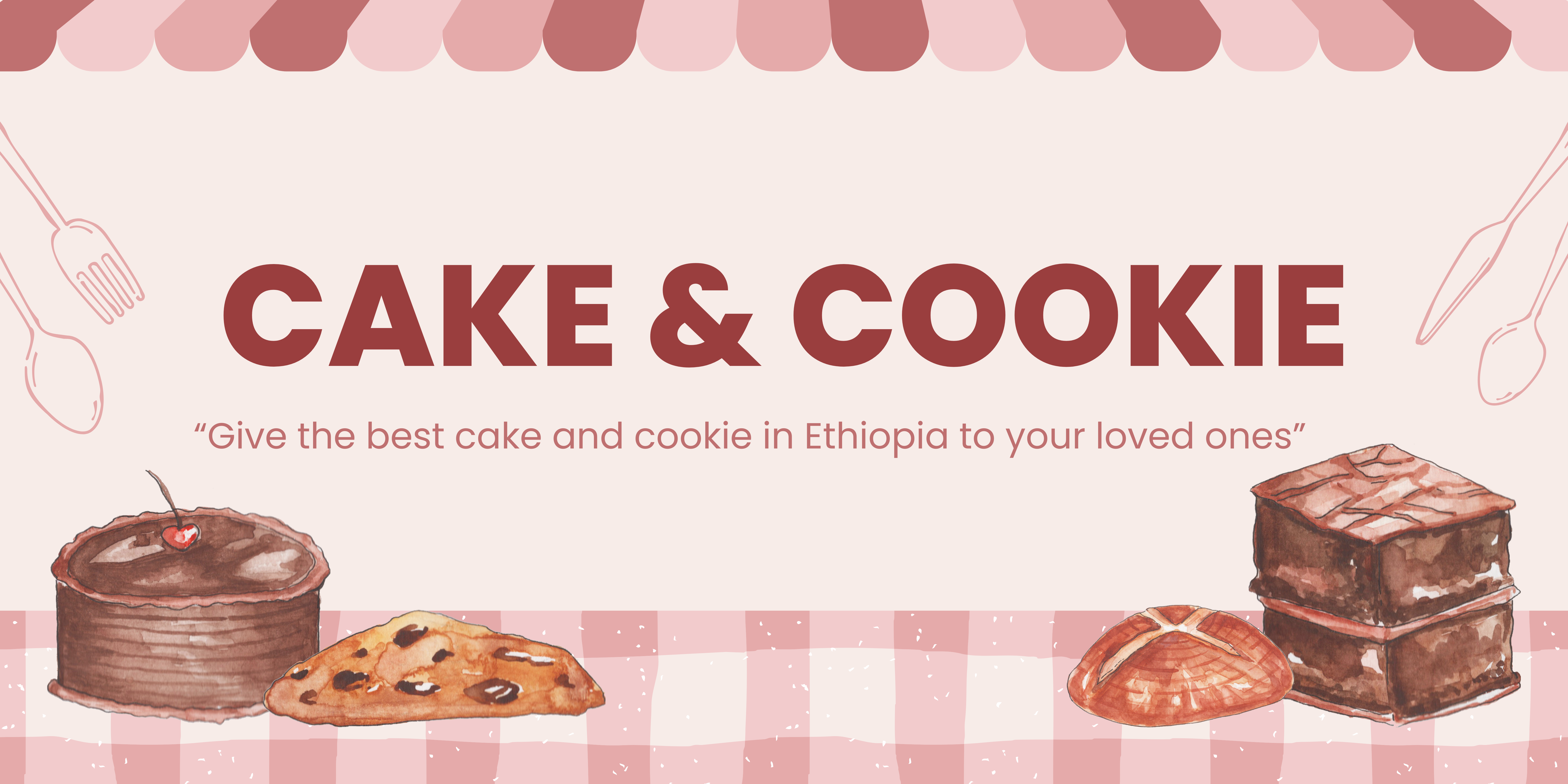 Pink Simple Cake and Cookie Promotion Banner Landscape